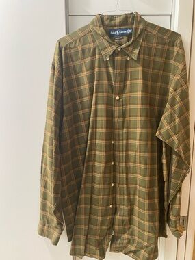 Ralph Lauren Green Plaid Button-Down Shirt 2 XLT Classic Fit